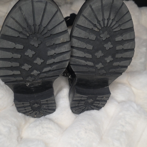 AllSaints Donita Black Leather Combat Boots - Picture 3 of 9